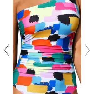 Vibrant Multicolor Women's One Shoulder Swimsuit